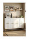 SteweHome Sideboard Aus Holz Weiß 120x32x75cm
