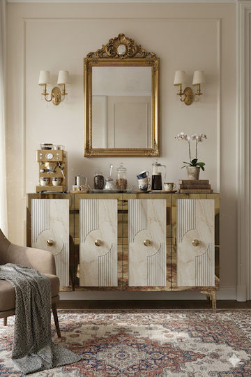 SteweHome Sideboard Holz 120x32x75cm Weiß