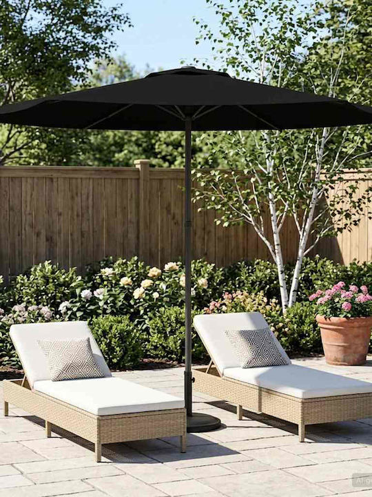Round Aluminum Garden Parasol Black Φ3xΥ2.23m