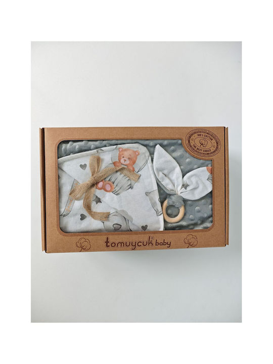 SteweHome Cotton Gray Nursery Swaddling Blanket 85x85cm