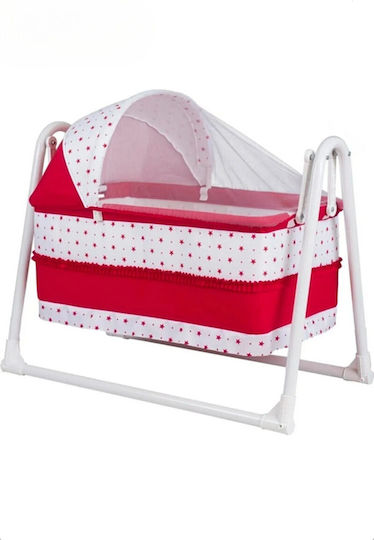 SteweHome Babywiege mit Matratze und Rädern Rote
