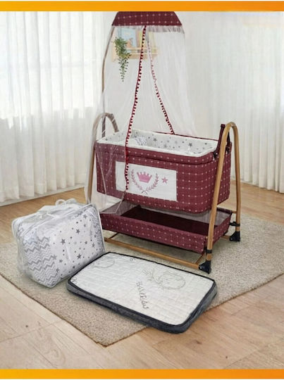 SteweHome Babywiege mit Matratze und Rädern Marineblau
