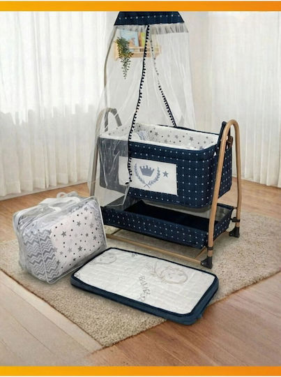 SteweHome Cradle with Mattress and Wheels Pink