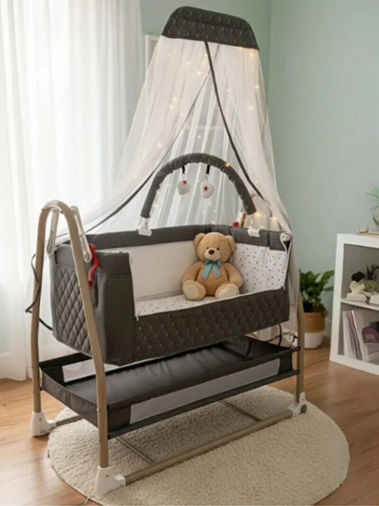 SteweHome Babywiege mit Matratze und Rädern Braun