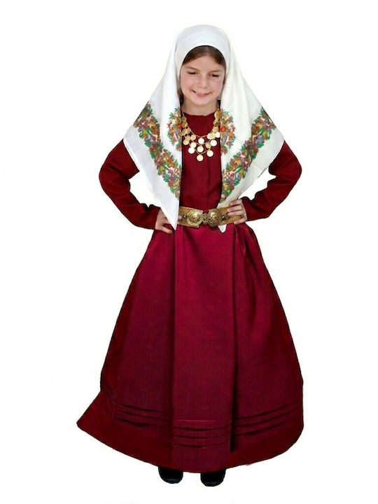 Traditional Kids Costume Kalymnos with Scarf with 3 Rows Necklace