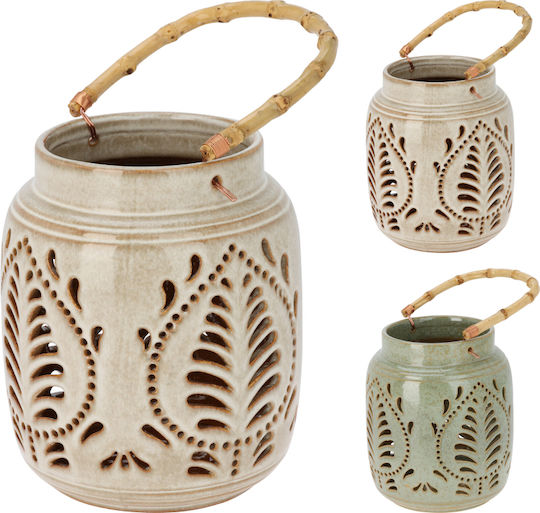 Oem Φαναρι Κεραμικο Διατρητο Χερουλι Bamboo 16x20,5cm Assorted
