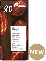 Vivani Βιολογική Vegan Μαύρη Σοκολάτα 80% Κακάο 100% Χουρμάδες 80g 18848 Vivani Βιολογική Vegan Μαύρη Σοκολάτα 80% Κακάο 100% Χουρμάδες 80g 18848