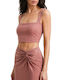 Γυναικείο Crop Top με Τιράντες Pink