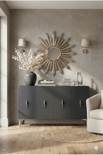Wooden Sideboard Gray 120x30x75cm