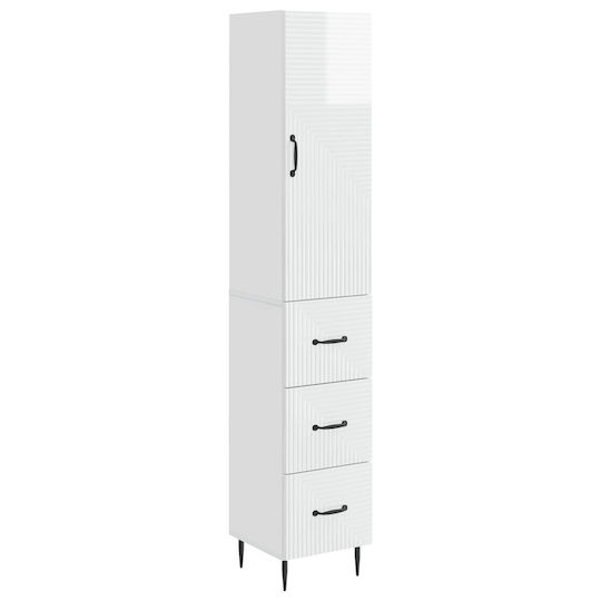 vidaXL Bathroom Column Cabinet Wall Hung M33xD34.5xH90cm White