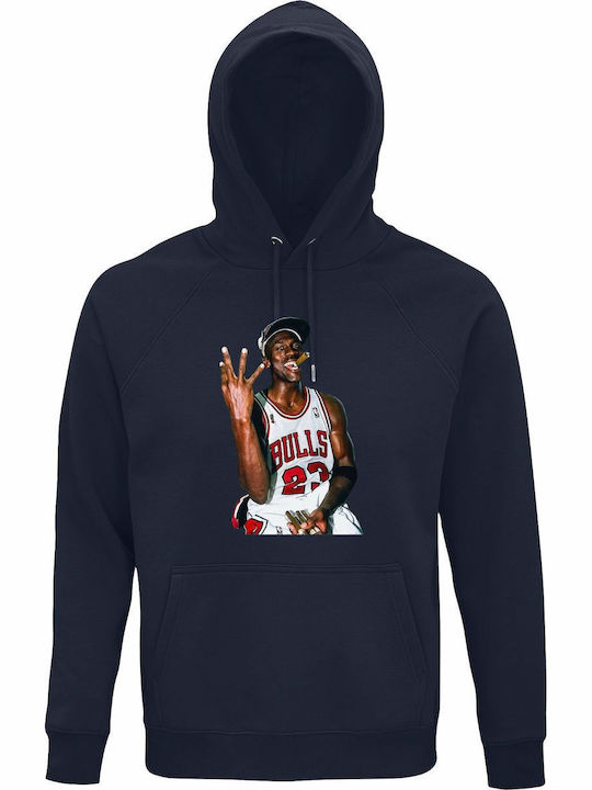 Hoodie Organic Unisex " Michael Jordan Cigar Poster Basketball Nba " Fernch Navy