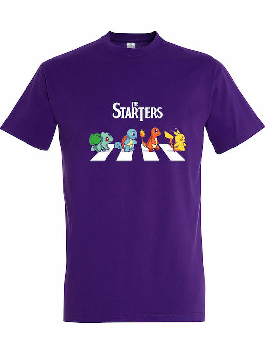 T-shirt Unisex " Starters Pokemon Fanart " Dark Purple T-shirt Unisex " Starters Pokemon Fanart " Dark Purple
