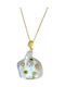 Necklace From Gold Plated Silver With Pearls & Zircon
