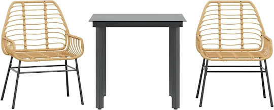 Garten- und Outdoor-Möbelsets Typsatz Speisesaal 3 Stück Schwarz mit Kissen