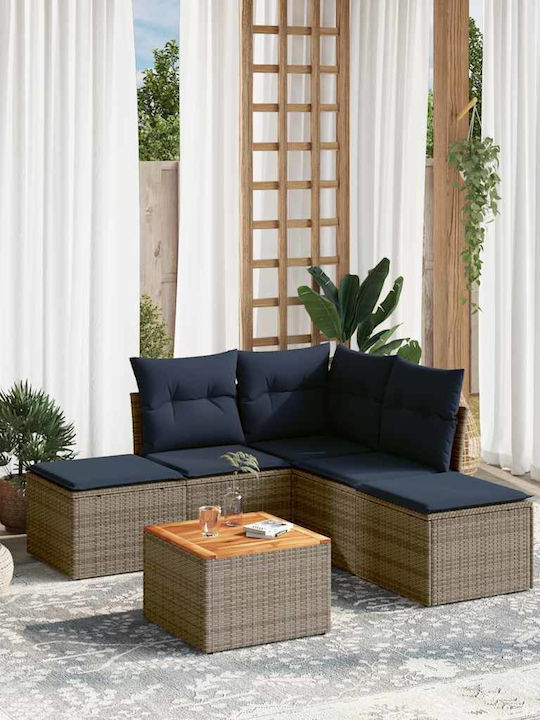 vidaXL Garden & Outdoor Furniture Sets Living Room Set 6 Pieces Gray with Pillows