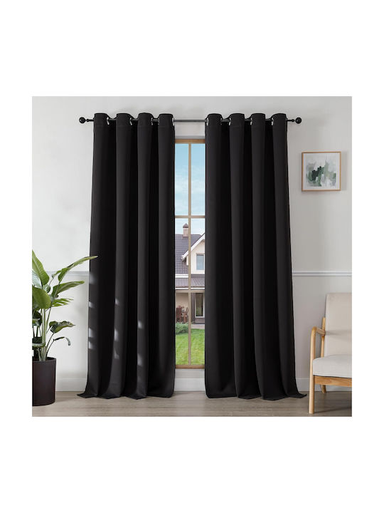 Joydeco Joydeco Verdunkelungsvorhänge Set mit Grommets Schwarz 140x240cm