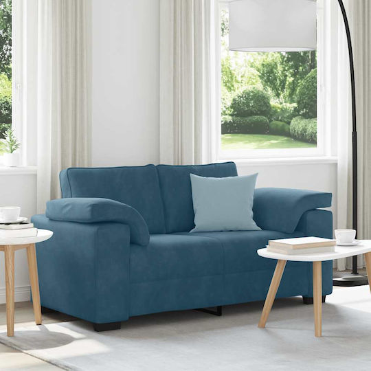 Zweisitzer Samt Sofa Blau 160x77x82cm