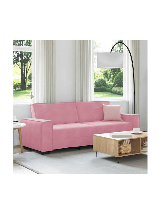 Three-Seater Velvet Pink Couch 220x78x84 cm