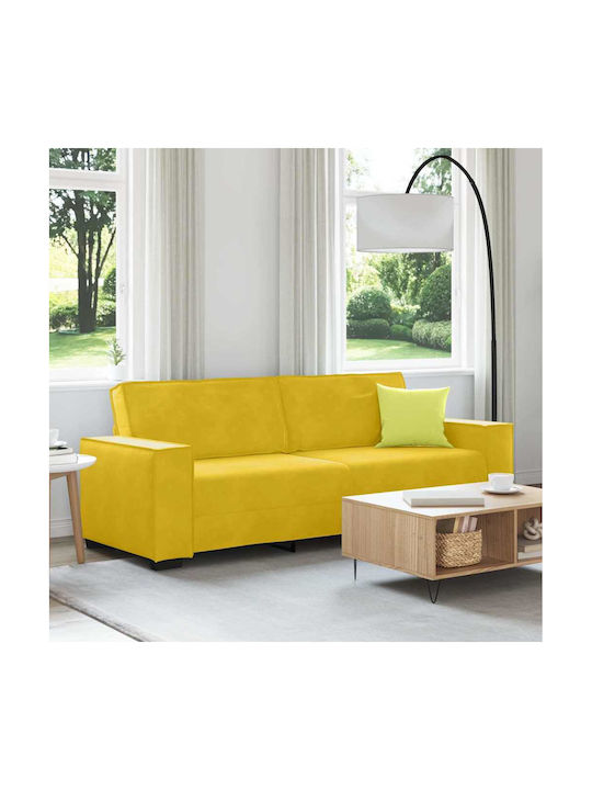 Three-Seater Velvet Yellow Couch 220x78x84 cm