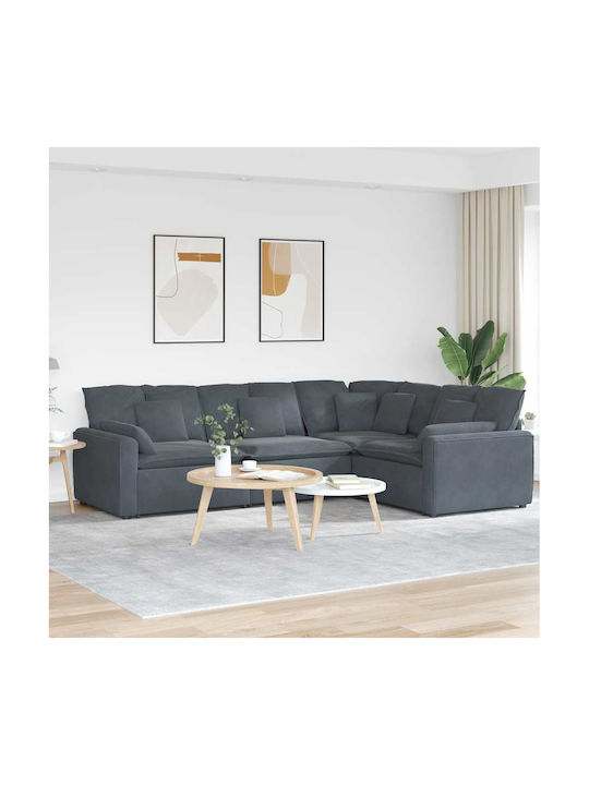 Ecksofa Samt Dunkelgrau 317x217x64cm