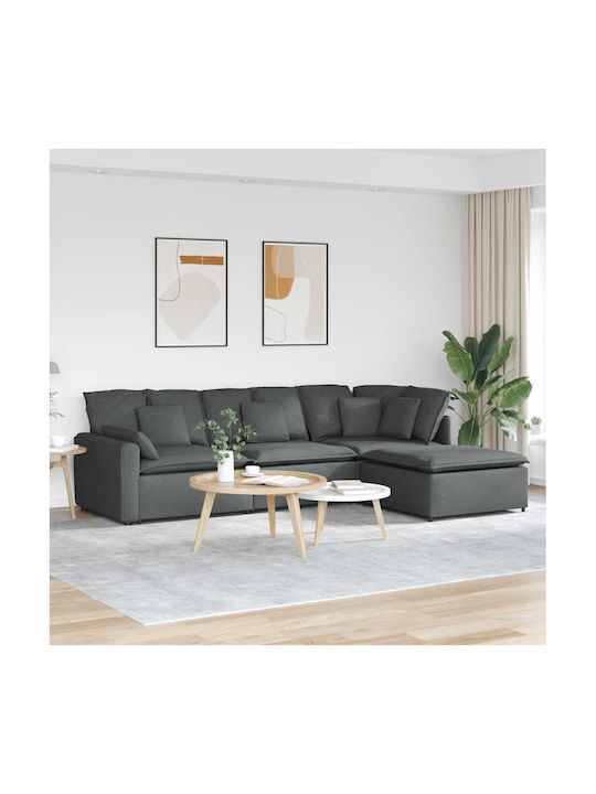 Corner Couch with Right Corner Dark Gray 312x205x64 cm