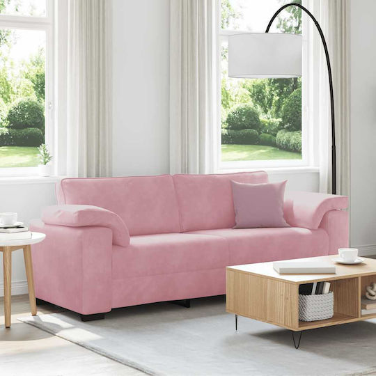 Three-Seater Velvet Pink Couch 220x77x82 cm