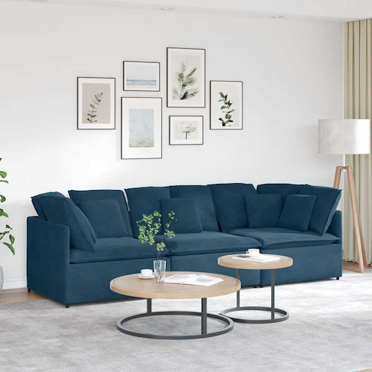 Four Seater Velvet Blue Couch 300x100x64 cm