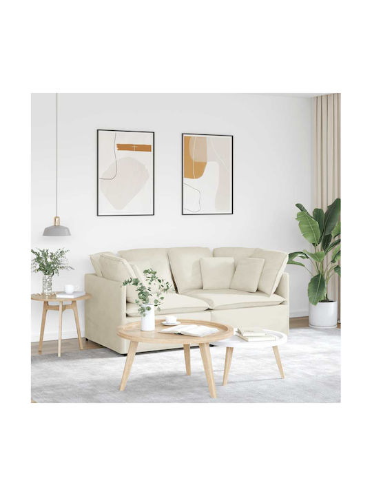Dreisitzer Samt Sofa Creme 200x100x64cm