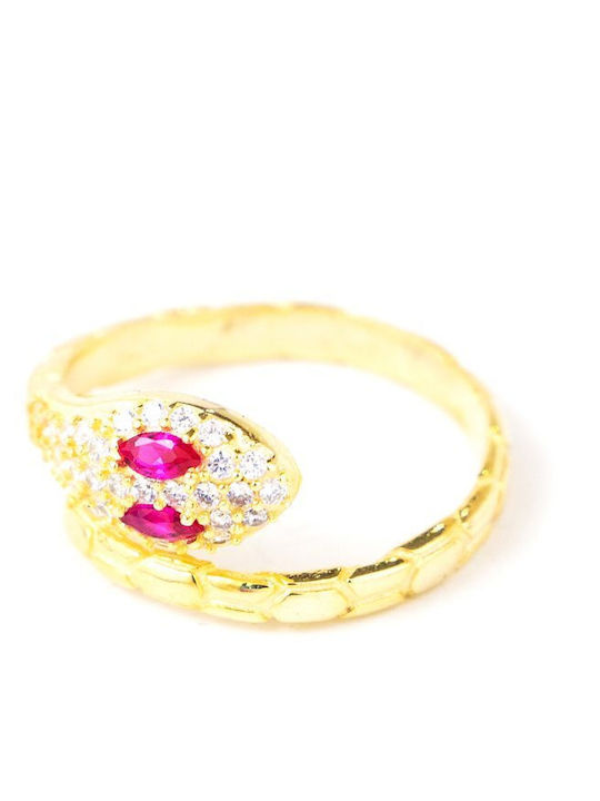 Women's Ring with Zircon Made of Gold Plated Silver