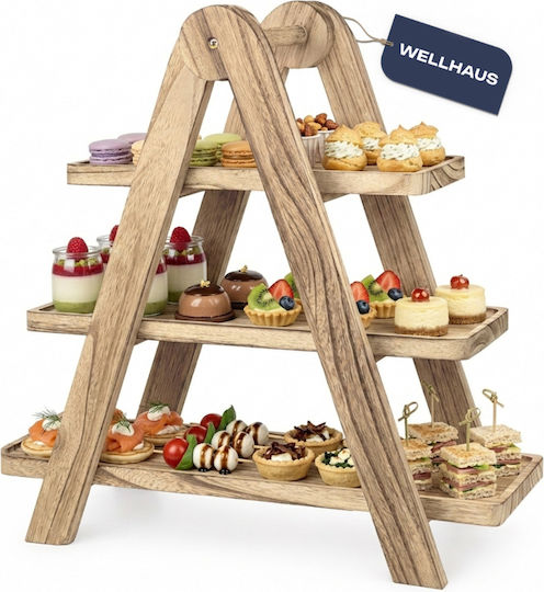 Wellhaus Hölzernes Etagere für Vorspeisen 3 Etagen Beiges