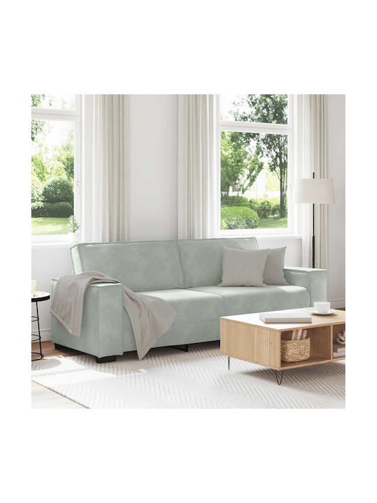 Light Three-Seater Velvet Couch Light Gray 220x...