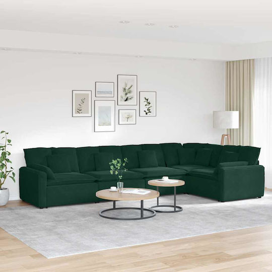 Ecksofa Samt Dunkelgrün 417x217x64cm