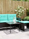 vidaXL Zweisitziges Outdoor-Sofa Rattan mit Kissen 55x55x38cm