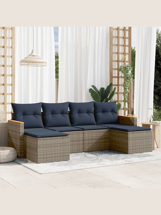 Outdoor Rattan Bench With Cushions 55x62x69cm
