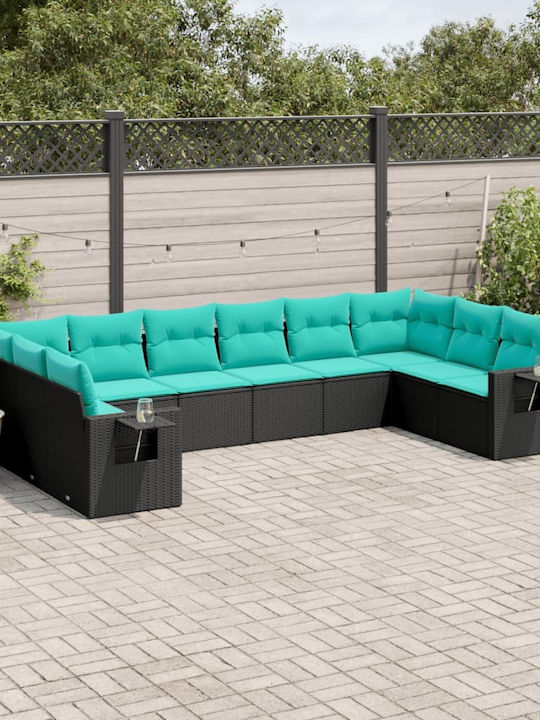 Corner Outdoor Sofa Rattan with Cushions 55x55x69cm