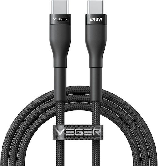 Veger USB 2.0 Cable USB-C male - USB-C 240W PD Μαύρο 1.5m 315388
