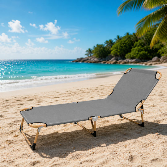 ForHome Strandliege Grau Klappbar Aluminium 193x64x15,5cm