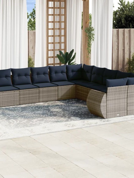 Outdoor Corner Sofa Rattan with Cushions 62x62x...