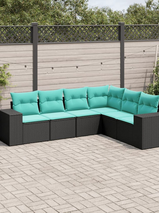 Ecksofa Outdoor Rattan mit Kissen 62x62x69cm