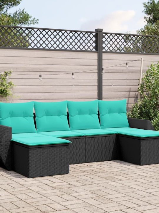 Outdoor Corner Sofa Rattan with Cushions 55x62x69cm