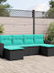 Outdoor Corner Sofa Rattan with Cushions 55x62x69cm