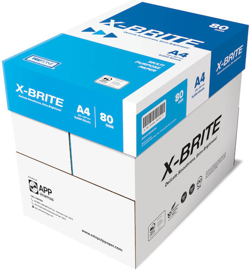 X-brite Χαρτί Εκτύπωσης A4 80gr/m² 5x500 φύλλα