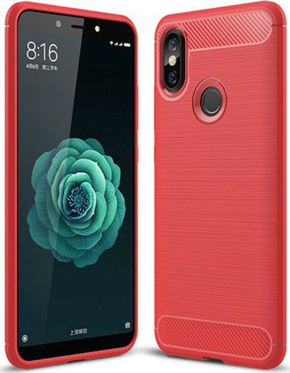 Hurtel Carbon Fiber Задна Корица Червен (Xiaomi Mi 6X/Mi A2)