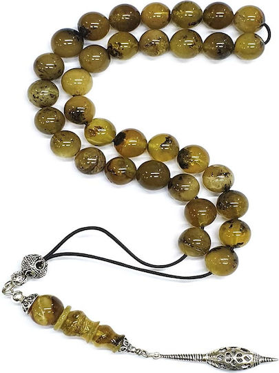 Roloi Komboloi Worry Beads with 33 Amber Beads Length 39cm Multicolour