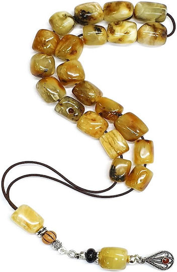 Roloi Komboloi Worry Beads with 21 Amber Beads Length 32cm Multicolour