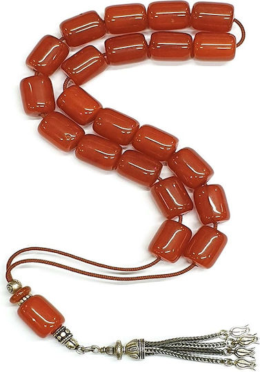 Roloi Komboloi Worry Beads with 21 Beads Made of Resin Length 37cm Orange