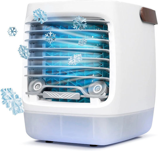 Portable Air Conditioner Humidifier 4 Speeds Compact Design Operates Water Ice White