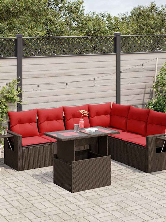 Set Cameră De Zi Pentru Exterior 7 Piese Maro C...