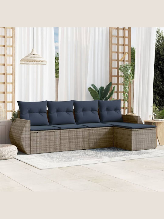 Canapea De Colț Pentru Exterior Din Rattan Cu Perne 55x62x69cm