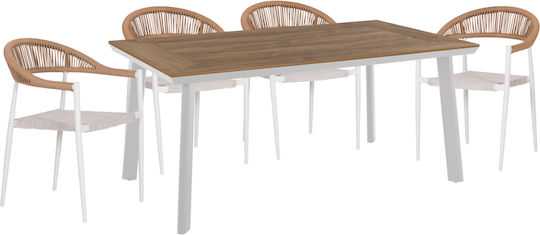 Set Dining de Exterior Berg 5 Piese Alb